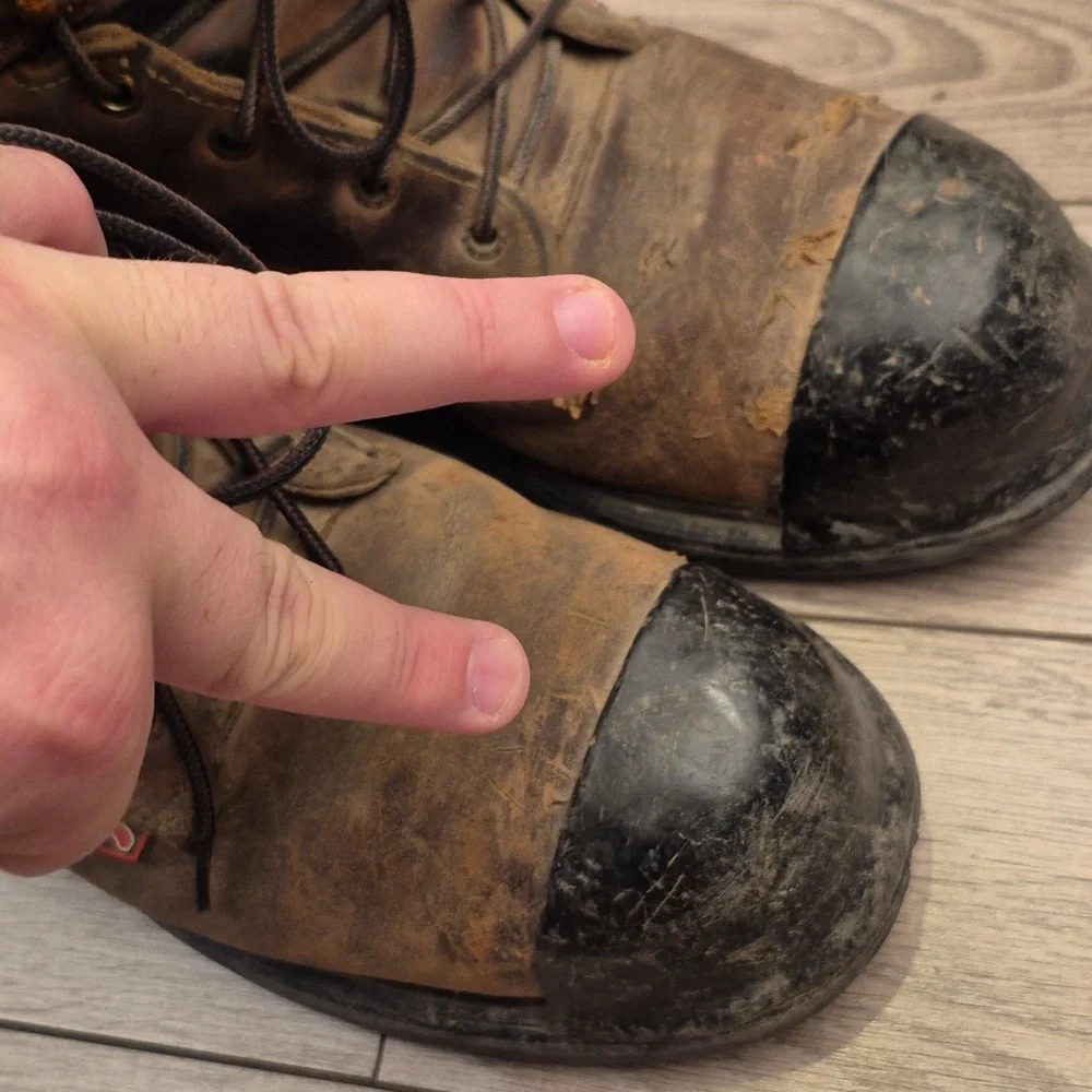 RED WING SHOES #4200 Brown Black Leather Sz 9.5 EE Mens Work Steel‎ Toe Boots